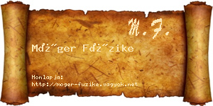 Móger Füzike névjegykártya